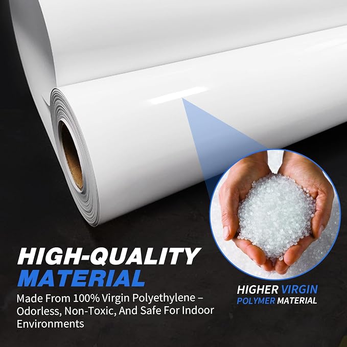 White Plastic Sheeting, 20 Mil 10' x 100', Crawl Space Vapor Barrier, Plastic - Image 4