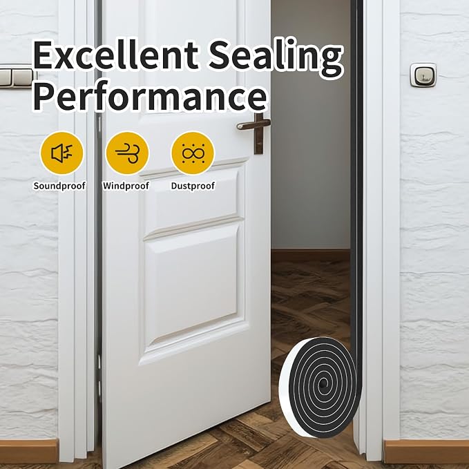 Door Weather Stripping, for Door and Window, 3/4 in x 3/4 in x 13Ft | Door Seal - Image 7