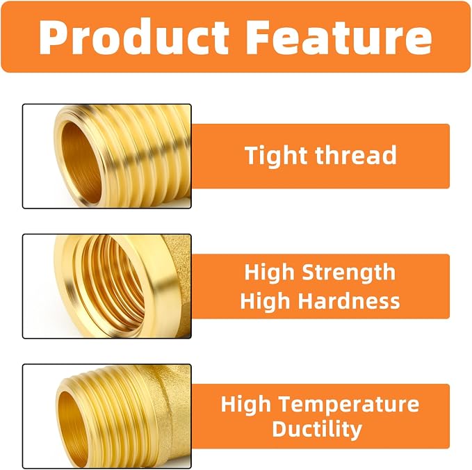 GASHER 6PCS 3/8 Inch NPT Brass Pipe Fitting, Ball Valve, Barstock Tee Brass - Image 4