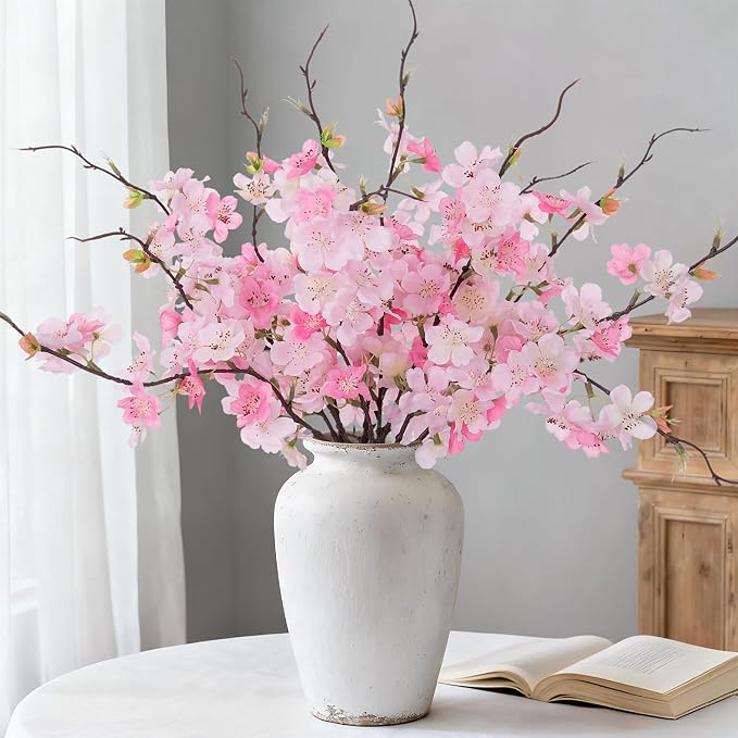 INXUGAO Artificial Cherry Blossom Branches Decor 12 PCS Fake Flowers Indoor | by INXUGAOArtificialFlowers