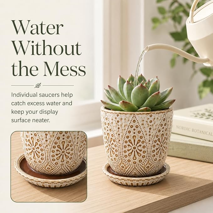 Gepege Ceramic Succulent Pots, 4 Inch Small Plant Pots - Image 5
