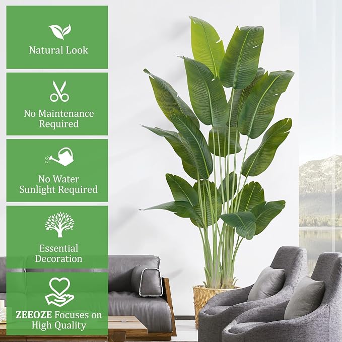 Artificial Bird of Paradise Plant 7.5Ft Tall Fake Tropical Palm Tree Large Fake - Image 8