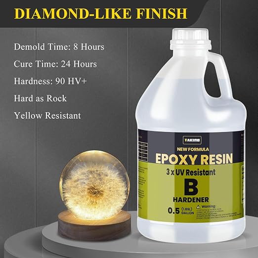 TAKIMO 1 Gal 3X UV Resistant Crystal Clear Epoxy Resin Kit, 1:1 High Gloss | - Image 3