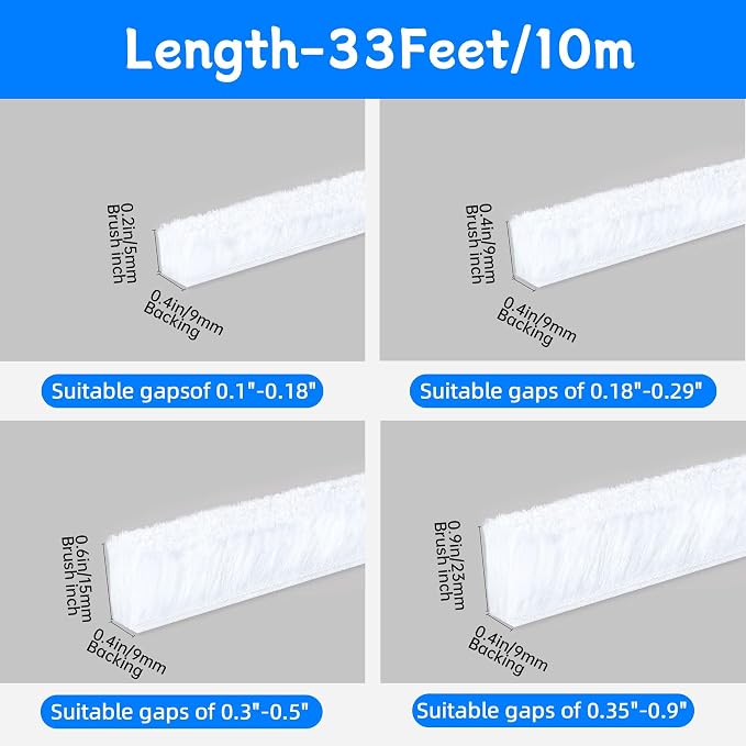 33 Ft Strong Adhesive Brush Weather Stripping - Image 6