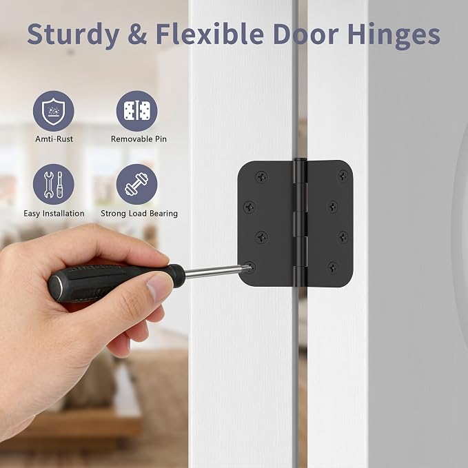 3 Pack Door Hinges 4 Inch, Matte Black Hinges - Image 5