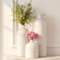 Firehold Ceramic Vase Set of 3 w/Handles, Rustic Farmhouse White Decor Vase | by Unknown