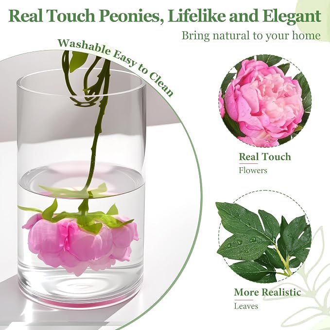 5PCS 22in Peonies Artificial Flowers, Real Touch Latex Fake Peonies | Lifelike - Image 4