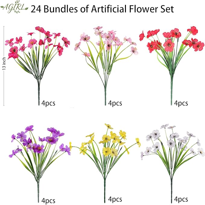 AGIRL Artificial Flowers Outdoor UV Resistant Fake Plant Garden Patio Decor | - Image 2