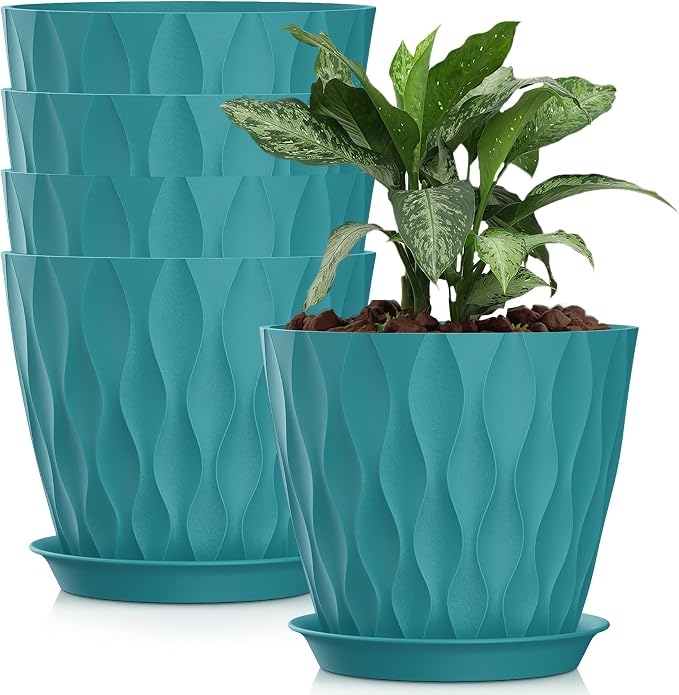 8 Inch Plastic Plant Pots, Planters by SQKH