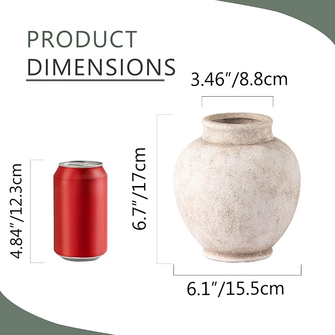 Ceramic Flower Vase, Rustic Farmhouse Decorative Vase Pottery Pampas Grass Vases - Image 2