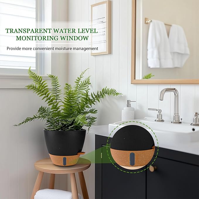 2 Pack 10 inch Plant Pots, Plastic Self Watering Planters | Drainage Holes - Image 5