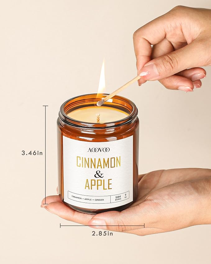 AOOVOO Apple Cinnamon Candle - 9 oz Scented Candles - Image 6