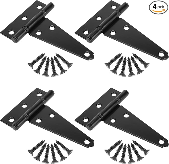 4 Inch T-Strap Shed Door Hinges Heavy Duty, Yard Door, Barn Door Gates by SANKINS