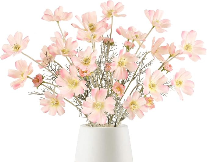 6PCS Cosmos Silk Flowers 24'' Fake Wild Flowers Light Pink Daisy Flowers by Fqueelvys