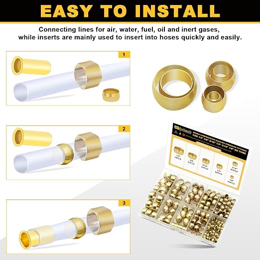 Siptenk 228PCS Brass Compression Sleeves Ferrules Kit Lines - Image 5