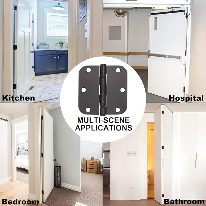 Vervida® Matte Black Door Hinges 3.5in 12 Pack Interior 5/8 Radius | Rustproof - Image 7