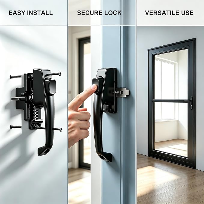 2 Sets Black Zinc Alloy Storm Door Push Button Latch Kit | 2-pack heavy-duty - Image 6
