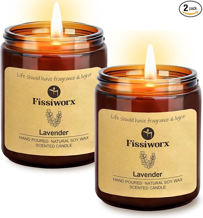 Lavender Scented Candle Set 2 Pack, Candle by FissiworxScentedCandle