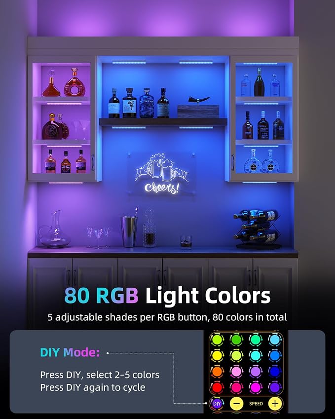 EZVALO 80RGB Color Changing Under Cabinet Lighting, Led Shelf Lights | Wireless - Image 2