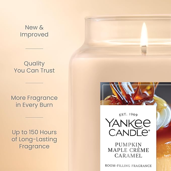 Yankee Candle Pumpkin Maple Crème Caramel, Holiday Scented Candle, 22oz Large - Image 3