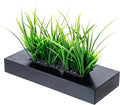 MyGift 14 Inch Artificial Grass Plant in Matte Black Wood Rectangular Pot | by MyGiftHome