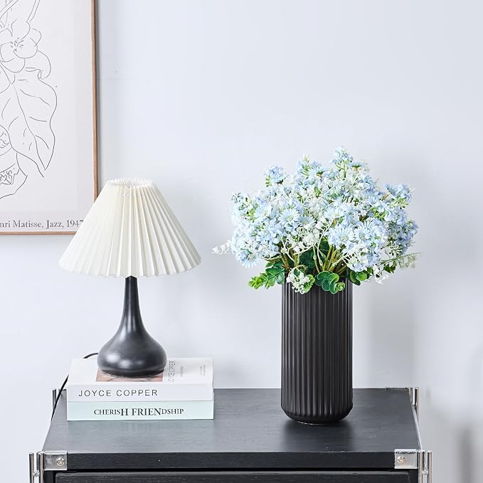 Black Ceramic Flower Vase for Pampas Grass, 8 inch Small Decorative Centerpiece - Image 8