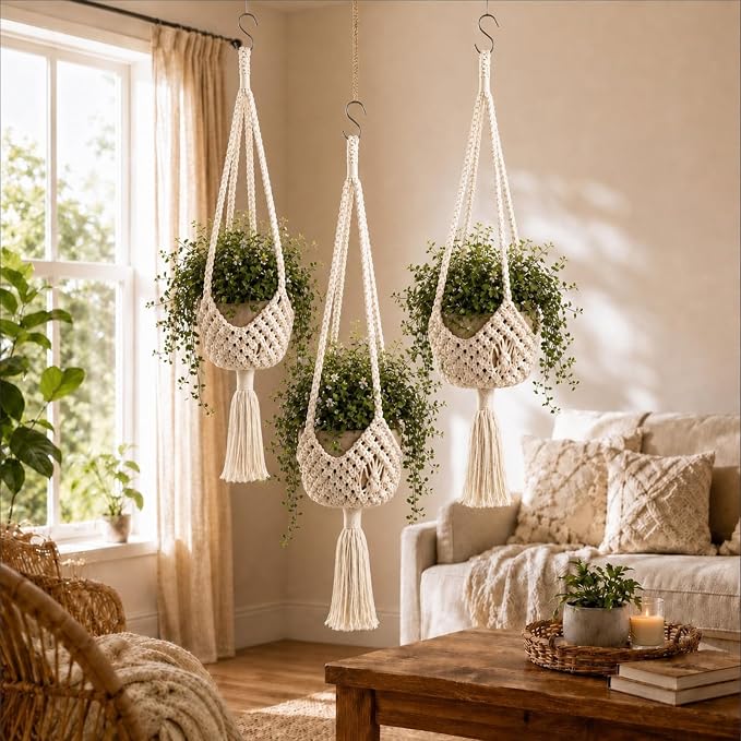 Shappy 3 Pack Boho Macrame Plant Hanger - Image 5