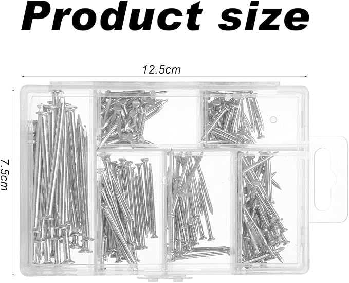 Hardware Nails Assortment Kit Wall Nails 4 Sizes Small Nails - Image 2
