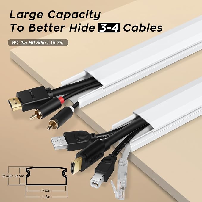 110in Cord Covers for Wires on Wall Kit, Simple Setup Wire Hider | Large Cord - Image 2