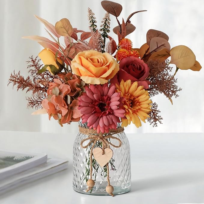 Fake Fall Flowers in Vase, Fall Flower Arrangements, Floral Arrangement by LEFTOVER