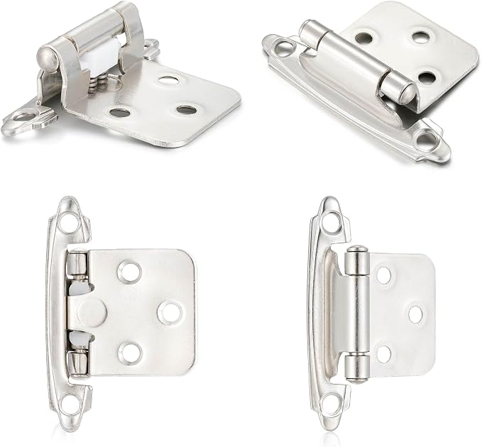 Brushed Nickel Cabinet Hinges, 1/2” Overlay, 10 Pack | - Image 6