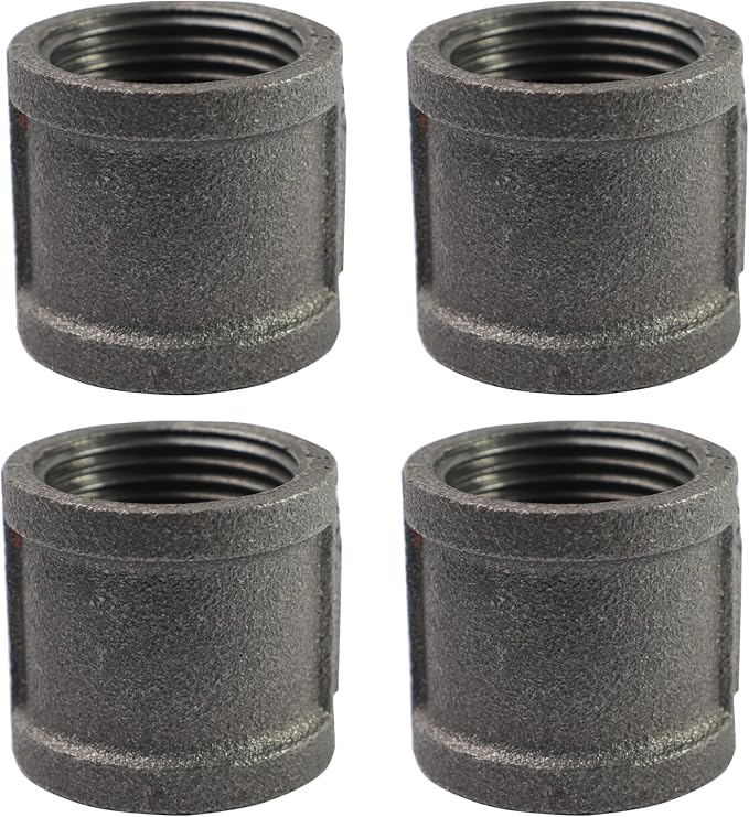 Black Cast Iron 3/4" Pipe Fitting Coupling, DIY Pipe Decor and Furniture by AGUTEA