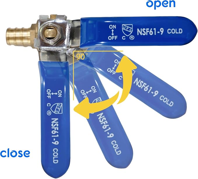 Hourleey 2 Pieces 1/2 Inch Pex Brass Full Port Shut Off Ball Valve HOT AND COLD - Image 3