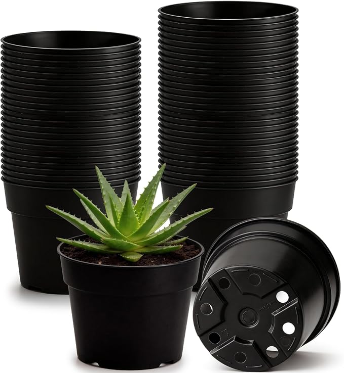 RooTrimmer 50 Pack 6 Inch Nursery Pots, Plastic Flower Pots, Thick Plant Pots by RooTrimmer