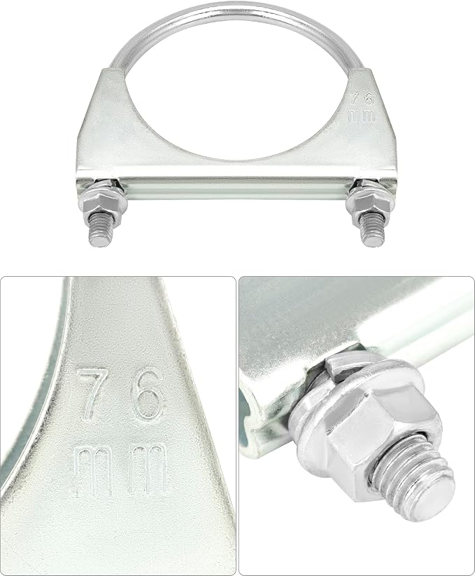 QWORK U-Bolt Muffler Tip Exhaust Hook, 2 Pack 3" OD Universal Silencer Exhaust - Image 5