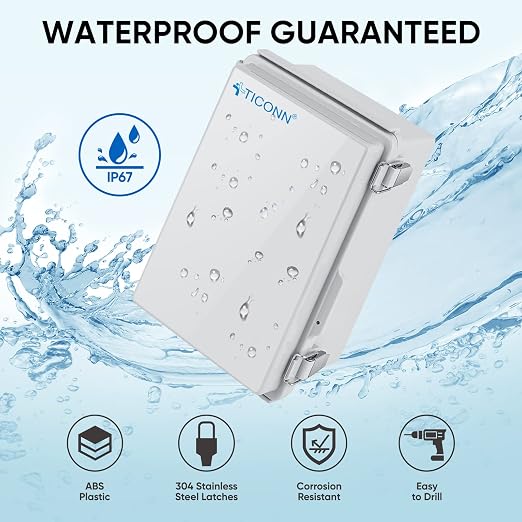 TICONN Outdoor Electrical Box Waterproof, ABS IP67 Junction Box Enclosure | - Image 2