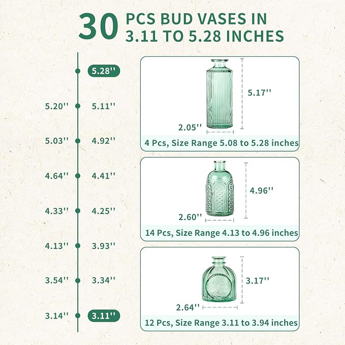 Glass Bud Vases in Bulk Set of 30 Pcs, Small Glass Vases - Image 7