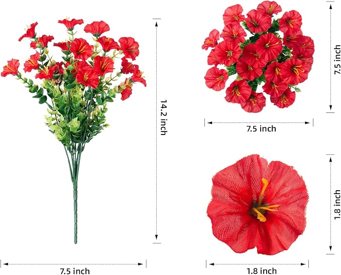 Artificial Flowers for Outdoors Fake Plants Outside Decoration, 12 Bundles Silk - Image 6