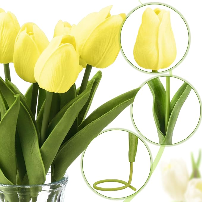 Janinka 100pcs Artificial Tulip Flowers Fake PU Tulips Faux Latex Bouquet - Image 7