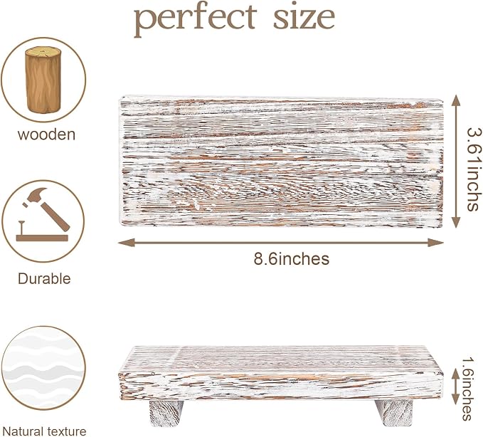 Wood Bathroom Tray Farmhouse Decor Kitchen Soap Holder 8.7"X3.6" Retrowhite | - Image 3