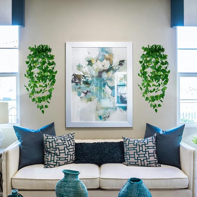 Freyalife Fake Hanging Plants for Room Decor, Artificial Ivy vines Greenery - Image 5