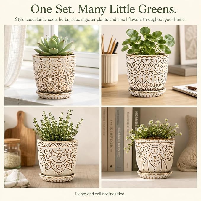 Gepege Ceramic Succulent Pots, 4 Inch Small Plant Pots - Image 8