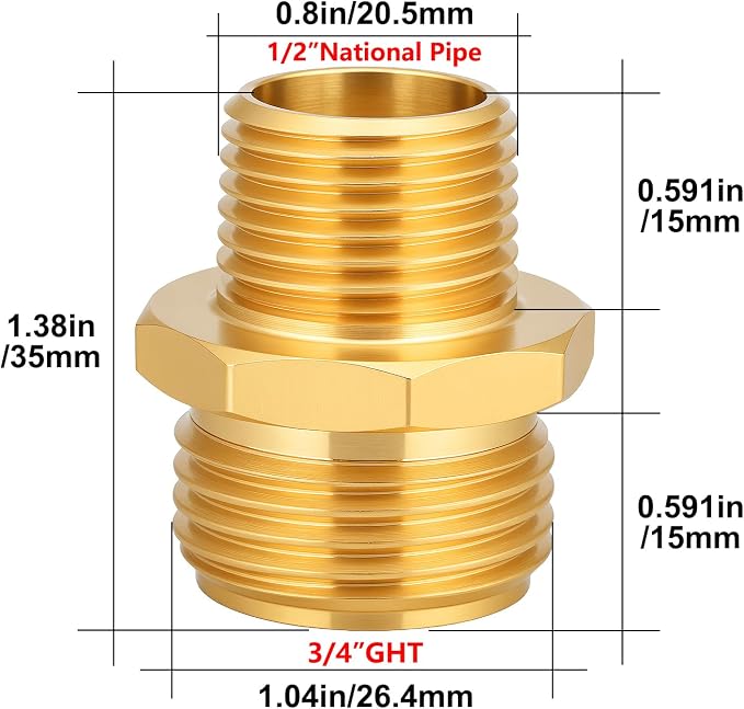 Garden Hose Adapter Fittings Solid brass Connectors Hose conversion pipe - Image 2