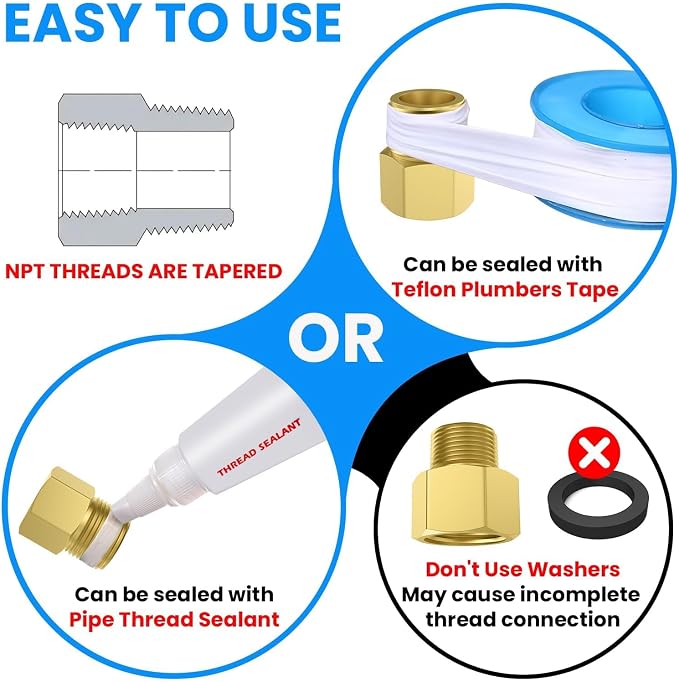 SDTC Tech 2-Pack Brass Pipe Fitting 3/8 NPT Thread Male to 1/2 NPT Thread - Image 5