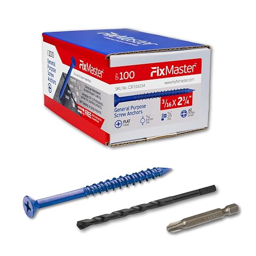 3/16 x 2-3/4" Countersunk Phillips Flat Head Blue Concrete Screw Anchors by Unknown