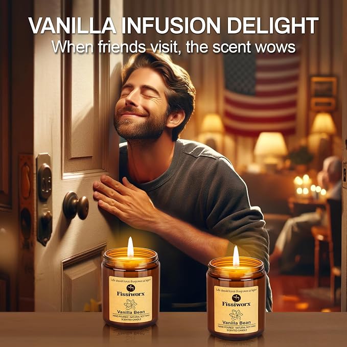 Vanilla Scented Candle Set 2 Pack, Candle - Image 4