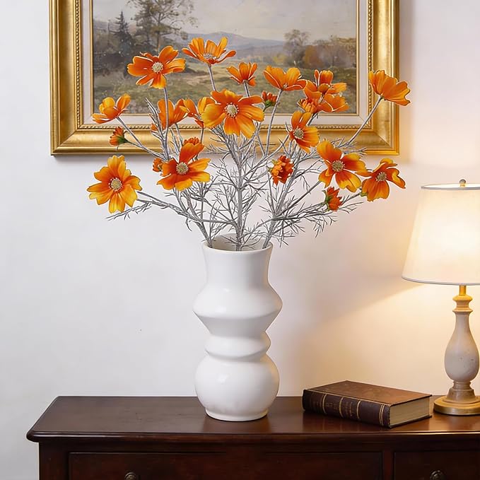 4 Pcs Orange 24" Tall Artificial Cosmos Flowers - Image 6