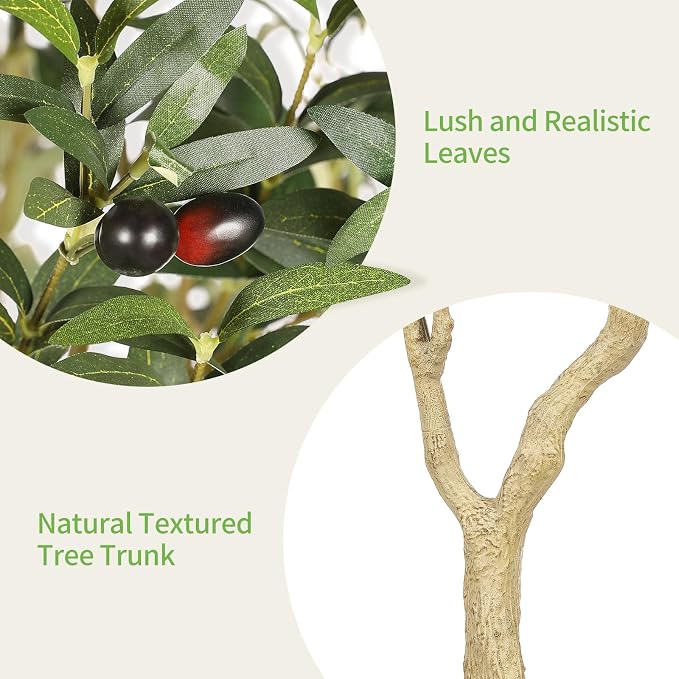 6ft Artificial Olive Tree with Tall Exquisite Planter | Realistic Faux Olive - Image 4