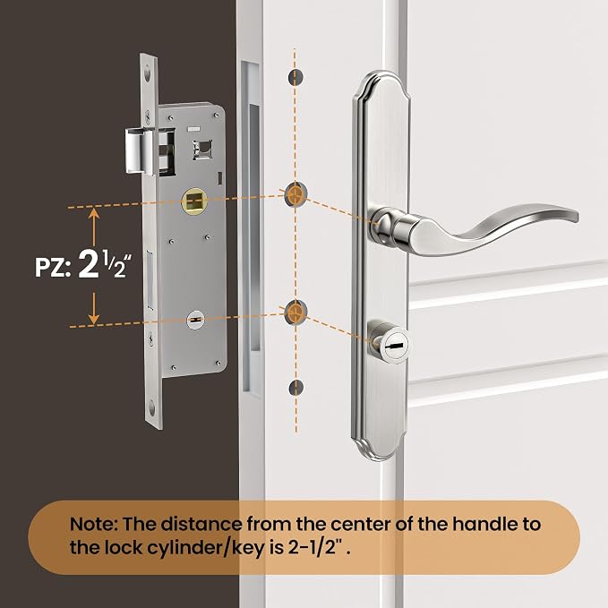 Storm Door Handle Complete Set, Mortise Keyed Lever Mount Latch withDeadbolt | - Image 4