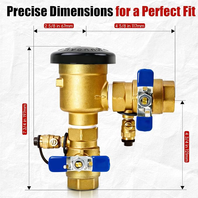 1 Inch Brass Pressure Vacuum Breaker, 400PSI Backflow Preventer Valve | - Image 4